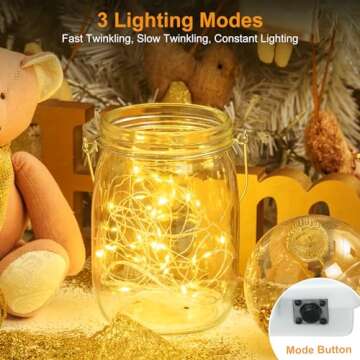 btfarm 6 Pack LED Fairy Lights Battery Operated 3 Modes, 7ft 20 Led Twinkle String Lights Waterproof, Mini Silver Wire Firefly Starry Moon Lights for DIY Christmas Mason jars Wedding Table Centerpiece