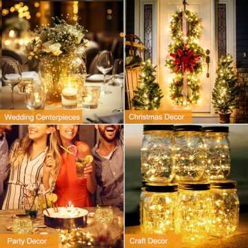 btfarm 6 Pack LED Fairy Lights Battery Operated 3 Modes, 7ft 20 Led Twinkle String Lights Waterproof, Mini Silver Wire Firefly Starry Moon Lights for DIY Christmas Mason jars Wedding Table Centerpiece