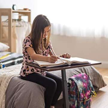 IRIS USA Single Table Height Adjustable Mobile Laptop Cart, Ergonomic Standing Desk Rolling Workstation Podium Stand from 20.4" to 33" Tall, Brown