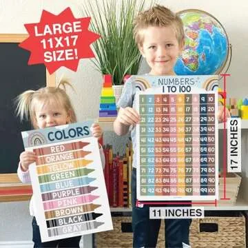 Boho Kids Educational Posters for Toddlers - 16-Count Set