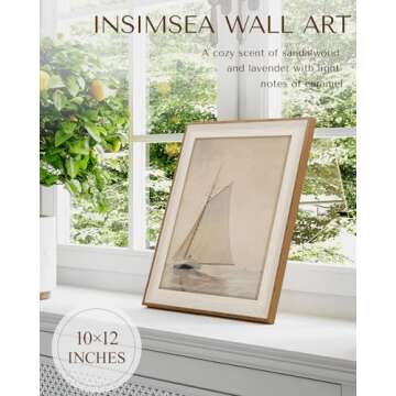 InSimSea Framed Canvas Wall Art of Large Coastal Sailboat - Wall Decor Classical Coastal Art Work Li...