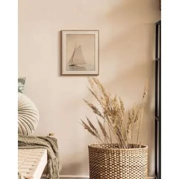 InSimSea Framed Canvas Wall Art of Large Coastal Sailboat - Wall Decor Classical Coastal Art Work Living Room Decor, White Sailboat Sea Gallery Oil Painting Art, Large Home Decor Artwork 10x12In