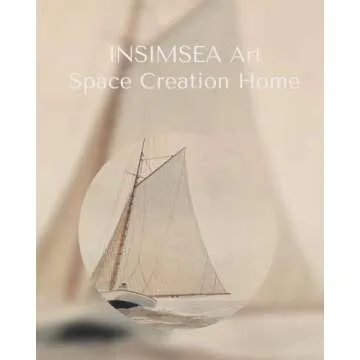 InSimSea Framed Canvas Wall Art of Large Coastal Sailboat - Wall Decor Classical Coastal Art Work Living Room Decor, White Sailboat Sea Gallery Oil Painting Art, Large Home Decor Artwork 10x12In