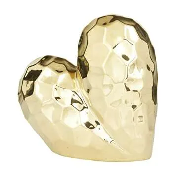 Deco 79 Gold Heart Sculpture - Elegant Porcelain Home Decor