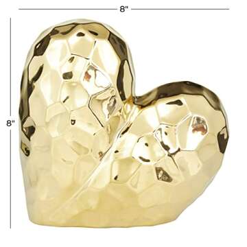 Deco 79 Gold Heart Sculpture - Elegant Porcelain Home Decor