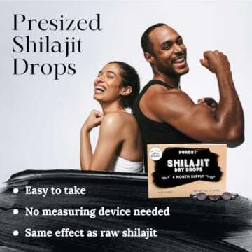 Pure Himalayan Shilajit Dry Drops, 100% Pure Natural Shilajit, Grade A, Max Potency 85+ Clean Trace Minerals & Fulvic Acid for Energy, Metabolism & Immune Support Supplement for Men & Women (60 tabs)