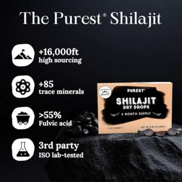 Pure Himalayan Shilajit Dry Drops, 100% Pure Natural Shilajit, Grade A, Max Potency 85+ Clean Trace Minerals & Fulvic Acid for Energy, Metabolism & Immune Support Supplement for Men & Women (60 tabs)