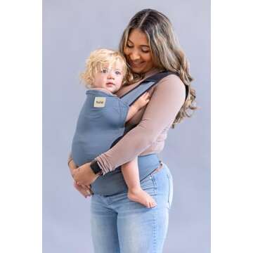 Baby Tula Lite Compact Baby Carrier, Ultra Compact and Lightweight, Travel, Convenient Carry Pouch, Ergonomic and Multiple Posisitions for 12-30 pounds, Slate