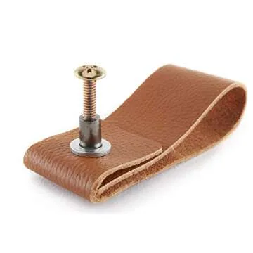 12 Pack Handmade Genuine Leather Cabinet Handle Pulls Knob Handles -Drawer Pulls Brown