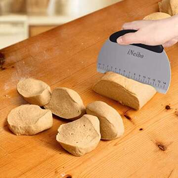 iNeibo Professional Baking Tools Biscuit Cutter Set Dough Blender/Cutter Round Cookies Cutter with H...