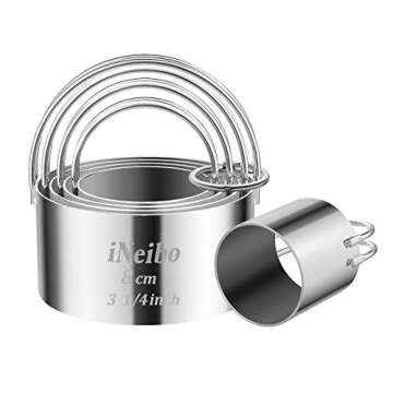 iNeibo Professional Baking Tools Biscuit Cutter Set Dough Blender/Cutter Round Cookies Cutter with Handle + Pastry Scraper+Egg Separator Heavy Duty Baking Dough Tools Pastry Utensils (Baking Tools)