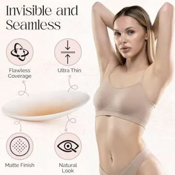 Skinnips Premium Sticky Adhesive Silicone Nipple Pasties - Reusable Breast Covers for Women with Travel Box (Creme)