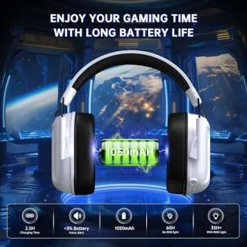 RYR Wireless Gaming Headset for Xbox Series X|S, Xbox One, PC, PS5/4, Mac, Mobile, Switch, 3D Surround Sound, Bluetooth 5.3, 60H Battery, Gaming Headphones with Detachable Noise Canceling Mic-White