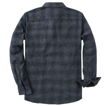 Dubinik® Mens Flannel Shirt Long Sleeve Plaid Flannel Shirt for Men Soft 100% Cotton Casual Button ...