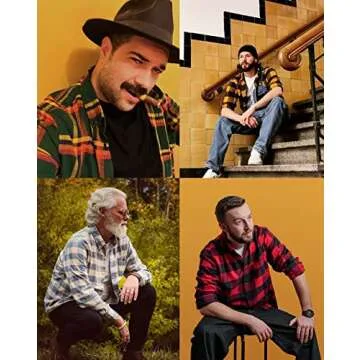 Dubinik® Mens Flannel Shirt Long Sleeve Plaid Flannel Shirt for Men Soft 100% Cotton Casual Button Down Shirts Regular Fit Grey Black