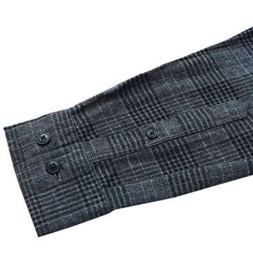 Dubinik® Mens Flannel Shirt Long Sleeve Plaid Flannel Shirt for Men Soft 100% Cotton Casual Button Down Shirts Regular Fit Grey Black
