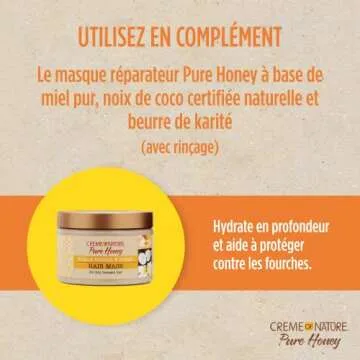 Hair Mask by Creme of Nature, Pure Honey, Coconut Oil and Shea Butter Formula, Moisture Replenish & Strength, 11.5 Oz