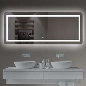 NeuType 65"x22" LED Full Length Dressing Mirror with Dimmable Lighting
