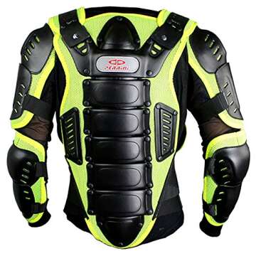 PERRINI Green CE Approved Full Body Armor Motorcycle Jacket Night Visibility
