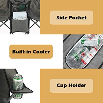 DOALBUN Double Camping Chair with Umbrella & Cooler Bag
