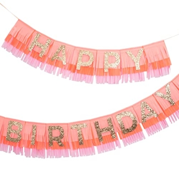 Meri Meri Rainbow Fringe Birthday Banner 8' | Party Decor