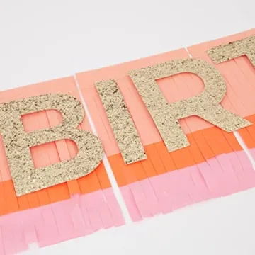 Meri Meri Rainbow Fringe Birthday Banner 8' | Party Decor