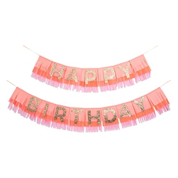 Meri Meri Rainbow Fringe Birthday Banner 8' | Party Decor