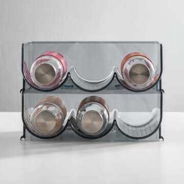mDesign Stackable 3 Bottle Rack for Kitchen & Fridge