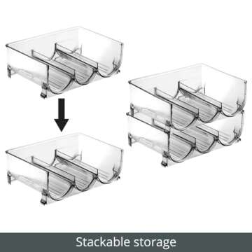 mDesign Stackable 3 Bottle Rack for Kitchen & Fridge