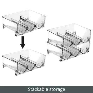 mDesign Stackable 3 Bottle Rack for Kitchen & Fridge