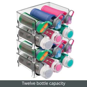 mDesign Stackable 3 Bottle Rack for Kitchen & Fridge