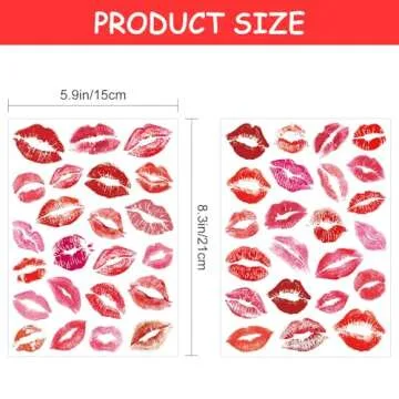46 Pieces Valentines Lip Temporary Tattoos, Red Pink Lip Print Kiss Face Tattoo Stickers Body Decorations for Girls Kids