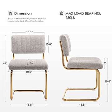 Zesthouse Mid Century Dining Chairs Set of 4, Boucle Dining Room Chairs with Gold Legs, Upholstered ...