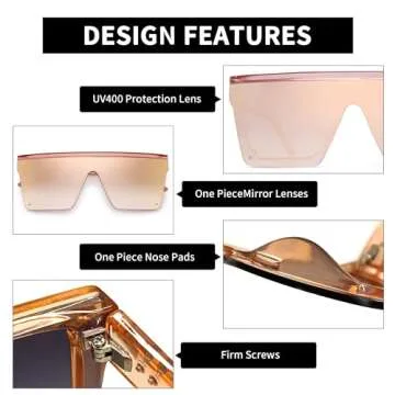 JIM HALO Flat Top Shield Sunglasses for Men and Women