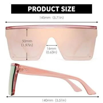 JIM HALO Flat Top Shield Sunglasses for Men and Women