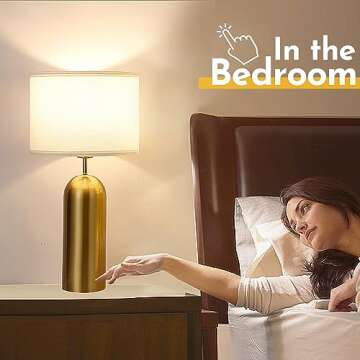 MoMyofdy Gold Lamps Set of 2 Touch Control 3-Way Dimmable Bedside Nightstand Lamps Bedroom Lamps Modern White& Gold Table Lamp with USB Type C Ports Tall Lamps for Living Room End Table Home Office