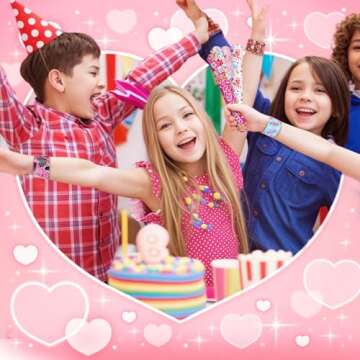 LovesTown 48PCS Valentines Day Slap Bracelets, Red Slap Wristbands Assorted Valentine Snap Bracelets for Kids Gift Exchange Valentine Party Favors