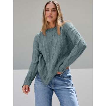 Trendy Queen Oversized Sweaters Womens Plus Size 2024 Fall Fashion Outfits Cable Knit Crewneck Pullo...