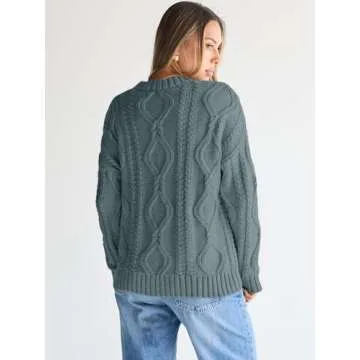 Trendy Queen Oversized Sweaters Womens Plus Size 2024 Fall Fashion Outfits Cable Knit Crewneck Pullover Cute Chunky Long Tunic Top Winter Old Money Clothes with Leggings