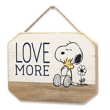 Peanuts Snoopy Love More Hanging Wall Decor - Adorable Snoopy and Woodstock Sign for Home