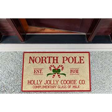 DII Outdoor Christmas Door Mat Collection Decorative Holiday Doormat, Front Porch Décor, 17x29, Holly Jolly Cookie Co