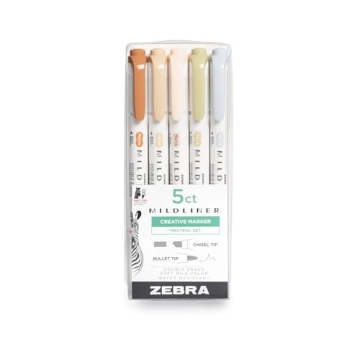 Zebra Pen Mildliner Double-Ended Highlighter Set - Assorted Neutral Vintage Colors, 5-Count