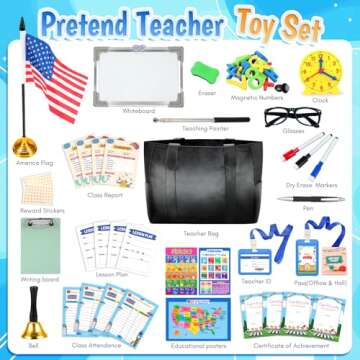 Loscola Pretend Play School Set for Kids Girls 4-12, Creative Teacher Kit with Accessories