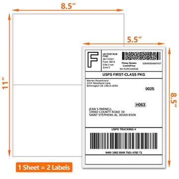SJPACK 100 Half Sheet Shipping Labels for Every Need