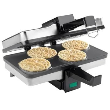 Piccolo Pizzelle Baker- Nonstick Electric Press Makes 4 Mini Cookies at Once- Recipe Guide Included ...