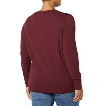Daily Ritual Women's Stretch Crewneck Sweater in Burgundy