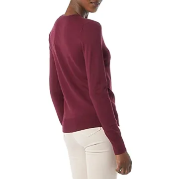 Daily Ritual Women's Stretch Crewneck Sweater in Burgundy