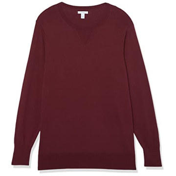 Daily Ritual Women's Stretch Crewneck Sweater in Burgundy