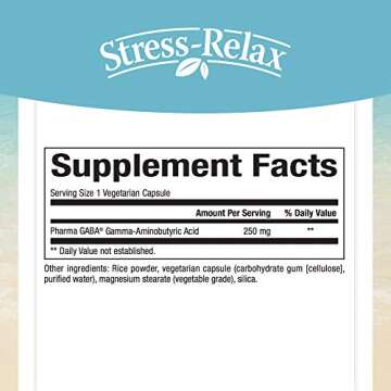 Natural Factors Stress-Relax Pharma GABA 250 mg, Non-Drowsy Stress Support for Relaxation and Mental...
