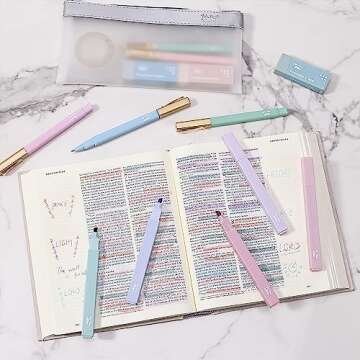 Mr. Pen- Aesthetic Highlighters and Pens No Bleed, 12 Pack, Morandi Color Bible Highlighters for Bibles, Bible Pens